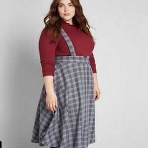 Modcloth Plaid Suspender Skirt